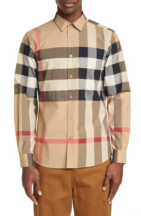 burberry mens check shirt|burberry men's button up shirt.